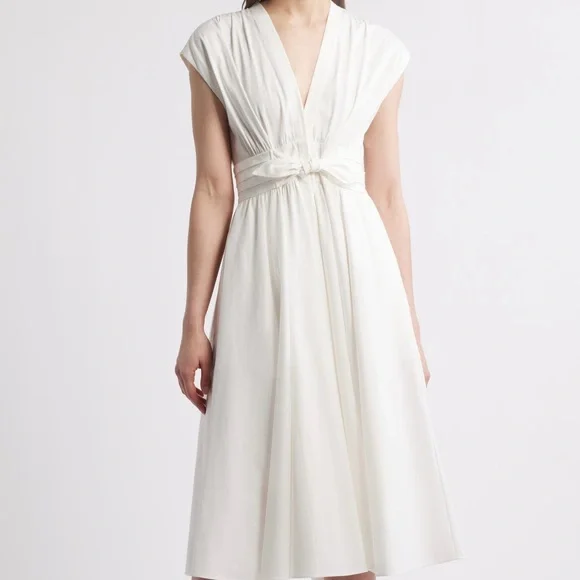 Kobi Halperin White Tie Waist Midi Dress - Picture 1 of 14